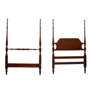 Solid Oak Twin Size Head Board & Foot Board For Sale