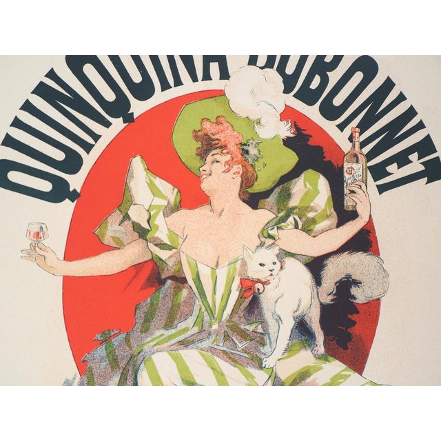 Jules Cheret, Elegant Woman with Her Aperitif and Her Cat, 1897, Lithograph For Sale - Image 4 of 11