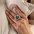 8.21ctw Deep Royal Sapphire Princess Diana Diamond Cocktail Ring in 18k White Gold Size 5.5 For Sale - Image 9 of 15
