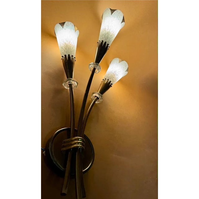 Metal Vintage French Wall Lamps from Maison Arlus, 1950s, Set of 5 For Sale - Image 7 of 17