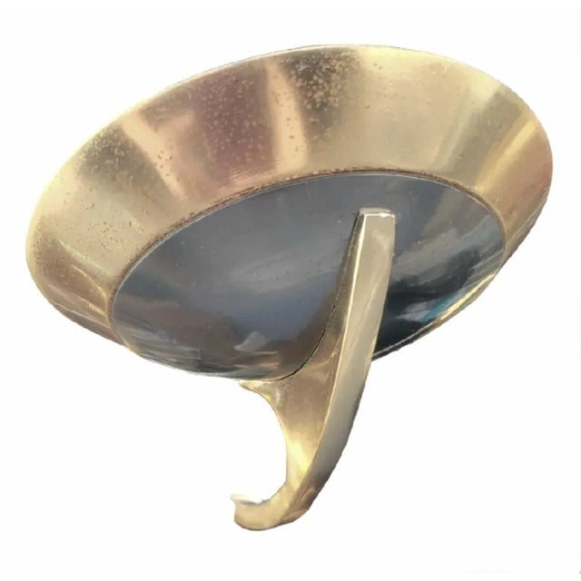 Vintage Brass Dark Smoky Metal 6 Light Mid Century Modern Pietro Chiesa Parzinger Style Chandelier For Sale In West Palm - Image 6 of 15