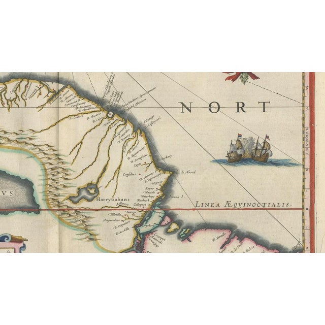 Antique Surinam and Guiana Map Blaeu, 1642 For Sale - Image 6 of 12