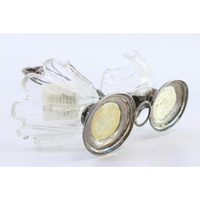 Silver Salt and Pepper Shakers with Shell-Shaped Glass Containers, Set of 2 For Sale - Image 4 of 8