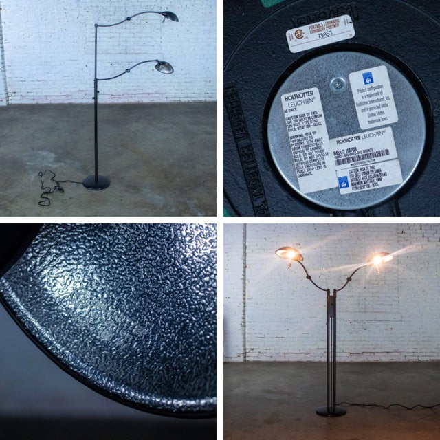 Late 20th Century Postmodern Floor Lamp Model 2505 by Holtkotter Leuchten Twin Arm Black Metal For Sale - Image 15 of 18