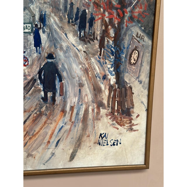 Kai Nielsen, Bygatan, Framed, 1950s, Oil Painting on Panel, Framed For Sale - Image 10 of 18