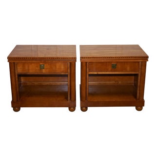 Biedermeier Style White Genesis Nightstands from American Hickory, Set of 2 For Sale