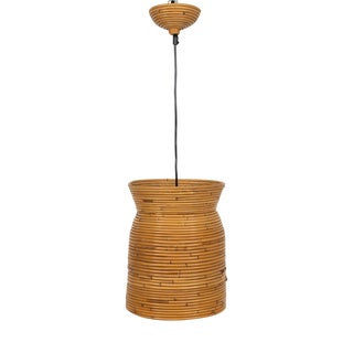 Mid-Century Rattan and Bamboo Pendant attributed to Vivai del Sud, Italy, 1960s For Sale