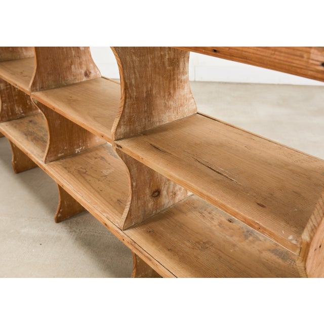 19th C. French Country Pine Farmhouse Cupboard Shelf Étagère 7 Ft For Sale - Image 15 of 15