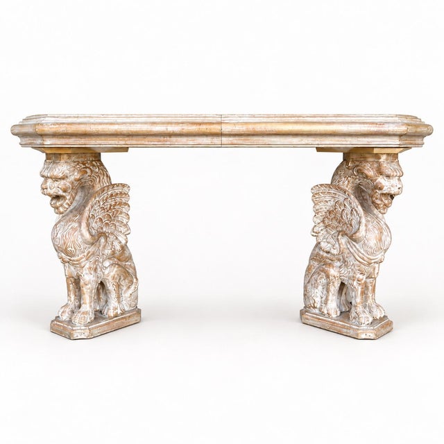 Wood Neoclassical Wood Griffin Console Table Att. Phyllis Morris San Simeon Line For Sale - Image 7 of 7