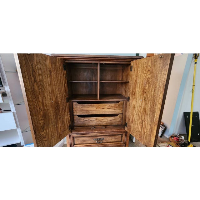 Brown 1970s Stanley Furniture Spanish Mediterranean Carved Oak Dresser Set - A Pair For Sale - Image 8 of 13