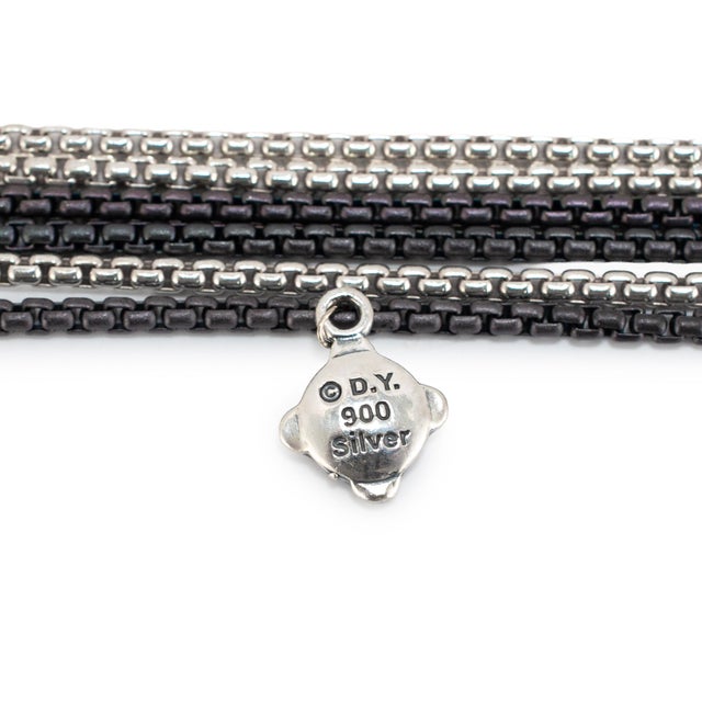David Yurman Unisex David Yurman 900 Silver 32” Opera Diamond Multistrand Box Chain Necklace For Sale - Image 4 of 8
