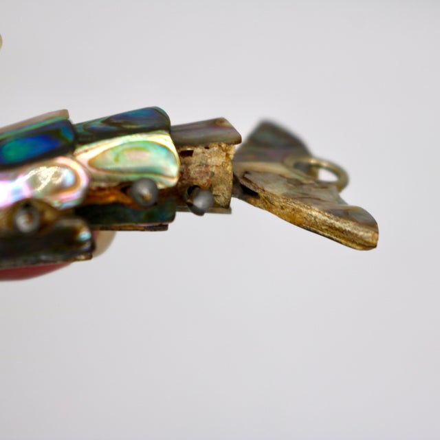 Metal Mid-Century Mexican Miniature Articulated Brass & Abalone Fish Bottle Opener/Pocket Charm For Sale - Image 7 of 8