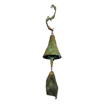 Paolo Soleri Bronze Bell, Copper Fin, Mid-Century Modern, USA, 1970 For Sale