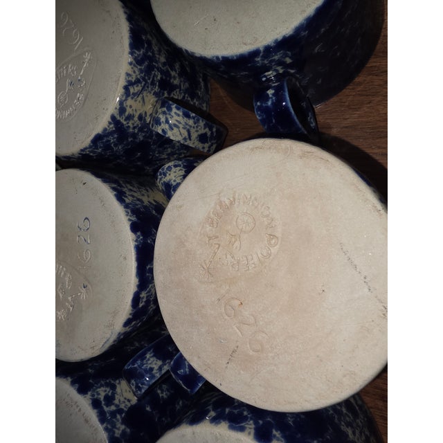 Vintage Collection of Bennington Blue Agate Cups and Saucers For Sale - Image 9 of 14