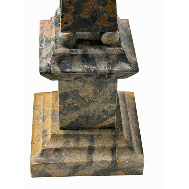 1970s Grand Tour Italian Specimen Marble Obelisk on Pedestal For Sale - Image 5 of 12