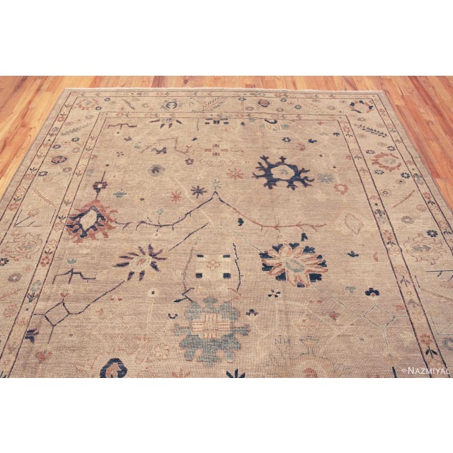 Turkish Nazmiyal Collection Contemporary Turkish Oushak Design Floral Area Rug For Sale - Image 3 of 6