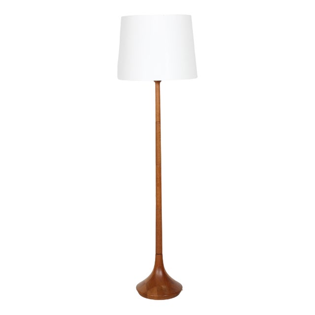 Danish Floor Lamp in Hand-Turned Teak by Lisbeth Brams for Fog & Mørup, 1960s For Sale