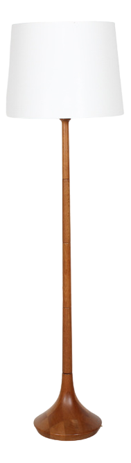 Danish Lisbeth Brams Floor Lamp in Hand-Turned Teak with New Shade from Fog & Mørup, 1960s