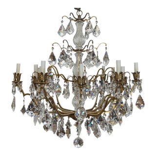 Vintage St Louis French Crystal & Bronze Chandelier For Sale