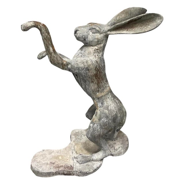 Vintage Boxing Garden Hare Cast Iron Statue For Sale In West Palm - Image 6 of 12