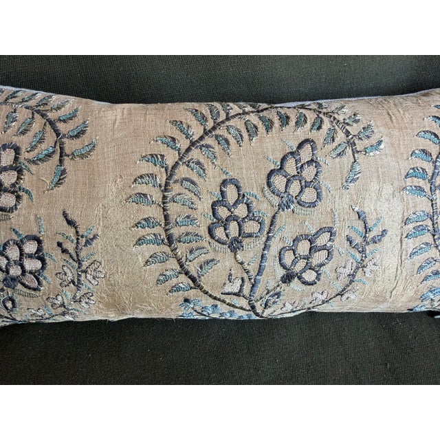 17th Century Antique Safavid Style Isfahan Metallic Embroidered Textile Pillow, 17th Century For Sale - Image 5 of 7