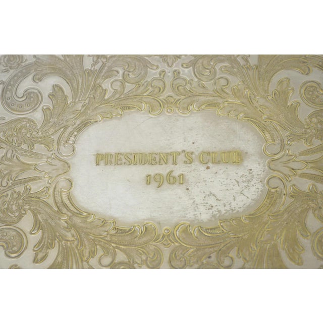 Vintage "President's Club 1961" Silver Plated Award Serving Platter Butlers Tray For Sale - Image 4 of 11