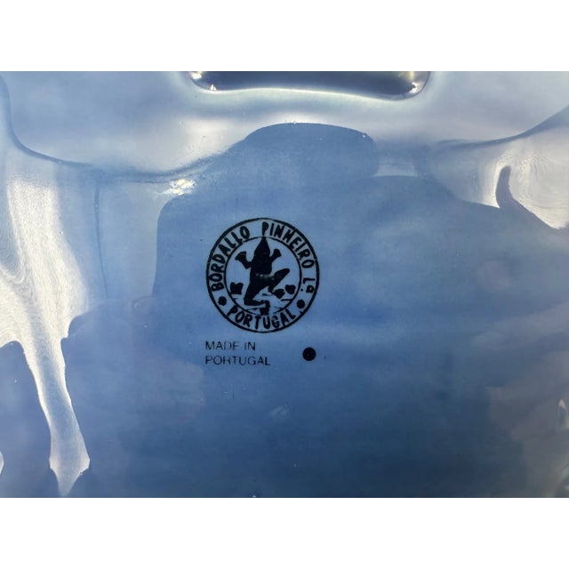 1980s Vintage Bordallo Pinheiro Blue Ceramic Fish Serving Platter Dish, Portugal For Sale In Washington DC - Image 6 of 12