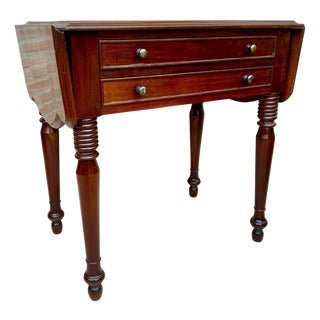 French Wooden Nesting Table with Wings and Two Drawers, 1920s For Sale