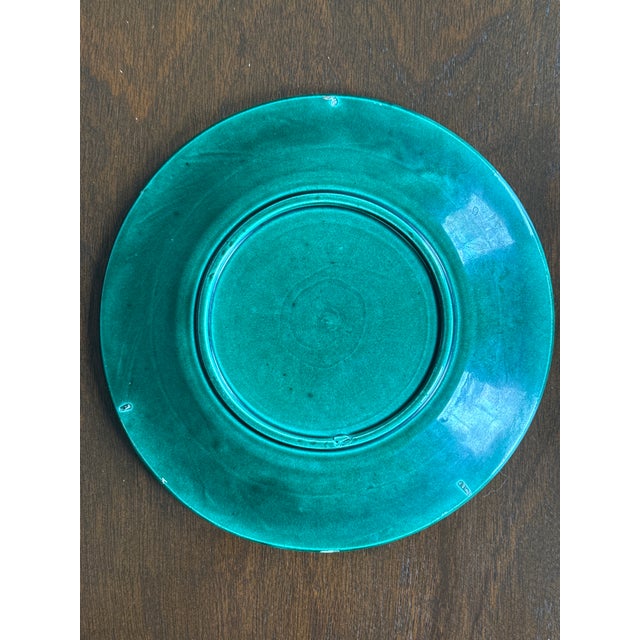 Antique Majolica Green Plates-Set of Four For Sale - Image 4 of 18