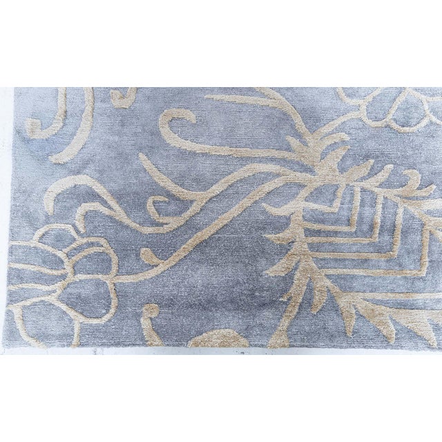 French Modern Damask-Deco Wild Botanical Tibetan Wool & Silk Rug by Doris Leslie Blau For Sale - Image 3 of 9
