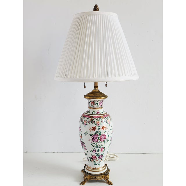Antique Chinese Famille Rose Table Lamp For Sale - Image 4 of 12