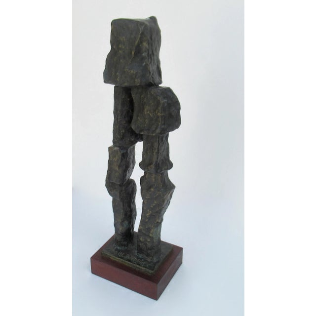 Abstract C.1940-50's -Signed Monumental American Artist (Carl Lewis Pappe)- Cubist Abstract Bronze Sculpture on Mahogany Base For Sale - Image 3 of 18