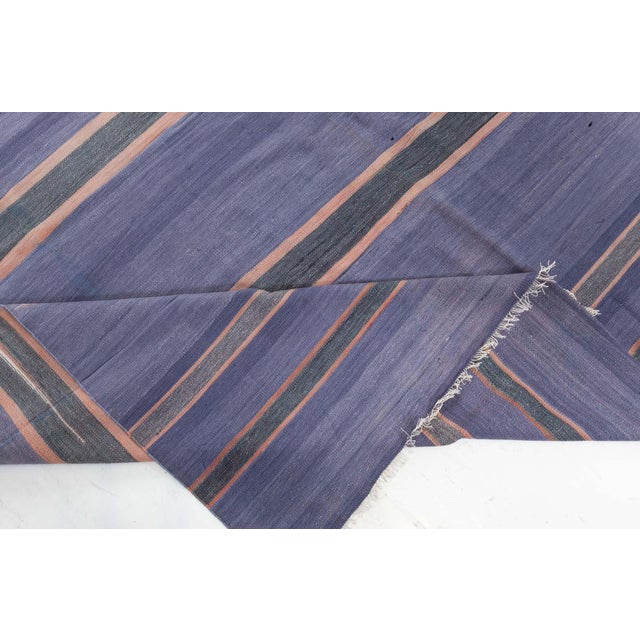 Doris Leslie Blau Vintage Indian Dhurrie Striped Purple Rug For Sale In New York - Image 6 of 9