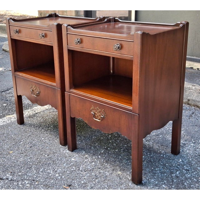 Pair Kittinger Mahogany Nesting Step Bedside Tables For Sale In Washington DC - Image 6 of 18