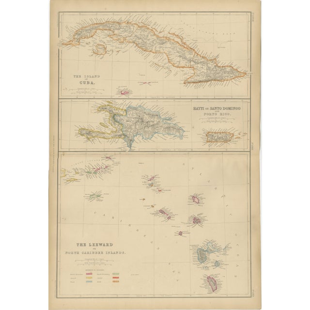 Antique Map of Cuba, Hispaniola, Puerto Rico and the Leeward Islands, 1860 For Sale - Image 11 of 11