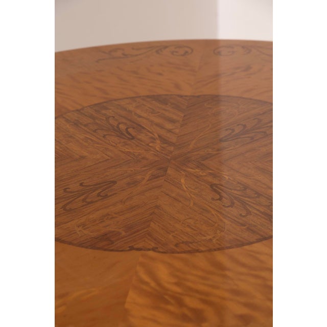 Brown Italian Chiavarino Table with Inlaid Wood, 1950 For Sale - Image 8 of 10