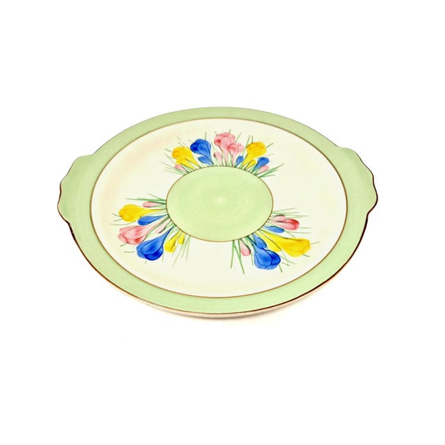 An authentic 1930s Art Deco hand-painted ceramic serving tray designed by celebrated English ceramic artist Clarice Cliff...