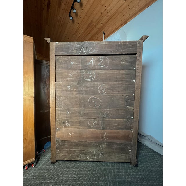 Wood Antique French Provincial Solid Oak Armoire, Late 18th Century For Sale - Image 7 of 9