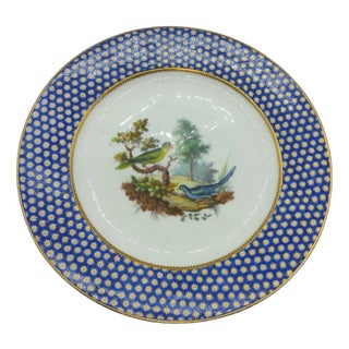 Vincennes Sevres Porcelain Plate Partridge Eye Pattern Painted with Exotic Birds For Sale