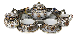19th Century French Faience 8 Piece Hand-Painted Tea Service