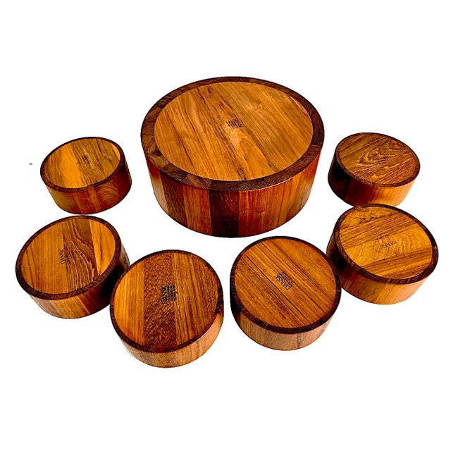 1960s Dansk Staved Danish Teak Wood Bowls Designed by Jens H, Quistgaard, 7 Pieces For Sale In Miami - Image 6 of 9