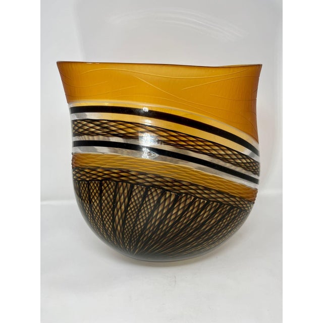 Murano "1 of 1" Amber Glass Vase by Schiavon For Sale In Naples, FL - Image 6 of 8