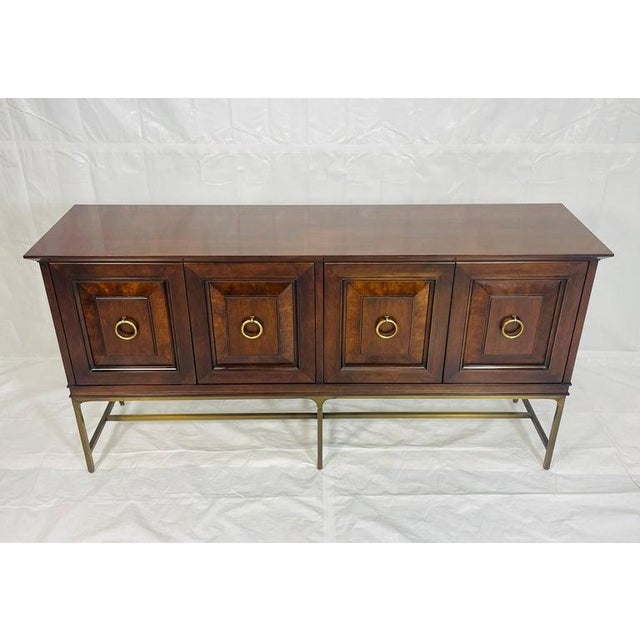 Century Furniture Walnut and Brass Credenza by Century Furniture, Made in the United States For Sale - Image 4 of 18