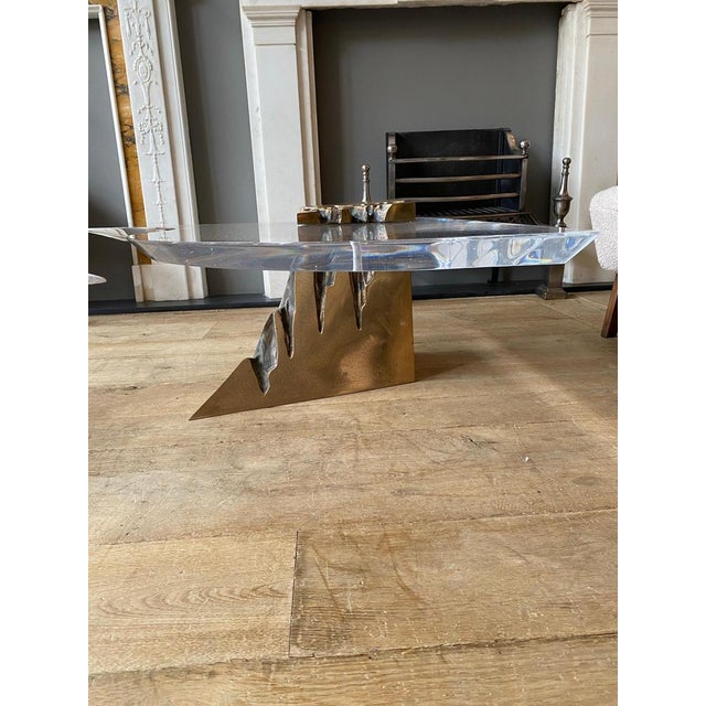 Large Two-Piece Coffee Table in Brass and Lucite, 1970s For Sale - Image 11 of 18