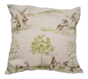 Rabbits Jumping and Playing Square Pillow