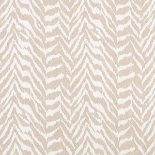 Schumacher Quincy Hand Print Fabric in Natural For Sale
