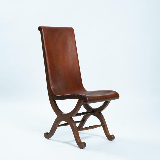 Chair in Brown Leather and Oak by Pierre Lottier for Almazan, 1970s For Sale - Image 4 of 18