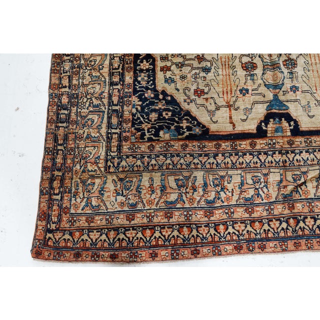 Authentic 19th Century Persian Tabriz Floral Handwoven Wool Rug For Sale In New York - Image 6 of 7