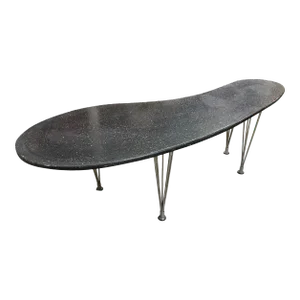 Large 67" Bespoke Mid-Century Biomorphic Coffee Table W/ Wire Spoke Legs