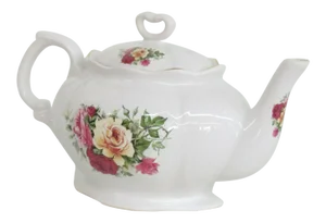 Vintage English Cabbage Roses Style Vintage Made in England Teapot